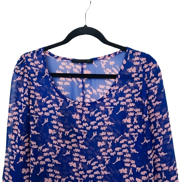 Peaches N Cream Blue Animal Print Blouse Approx Medium - Picture 3 of 11